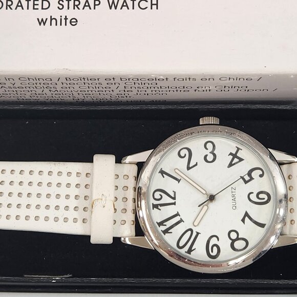 Avon Watch Lot Perforated Strap White Blue Color Block Purple Bold Black NEW - Picture 5 of 8